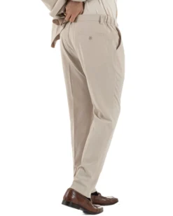 Vestito uomo viscosa completo giacca camicia sahariana pantaloni beige GIOSAL-AE1243A