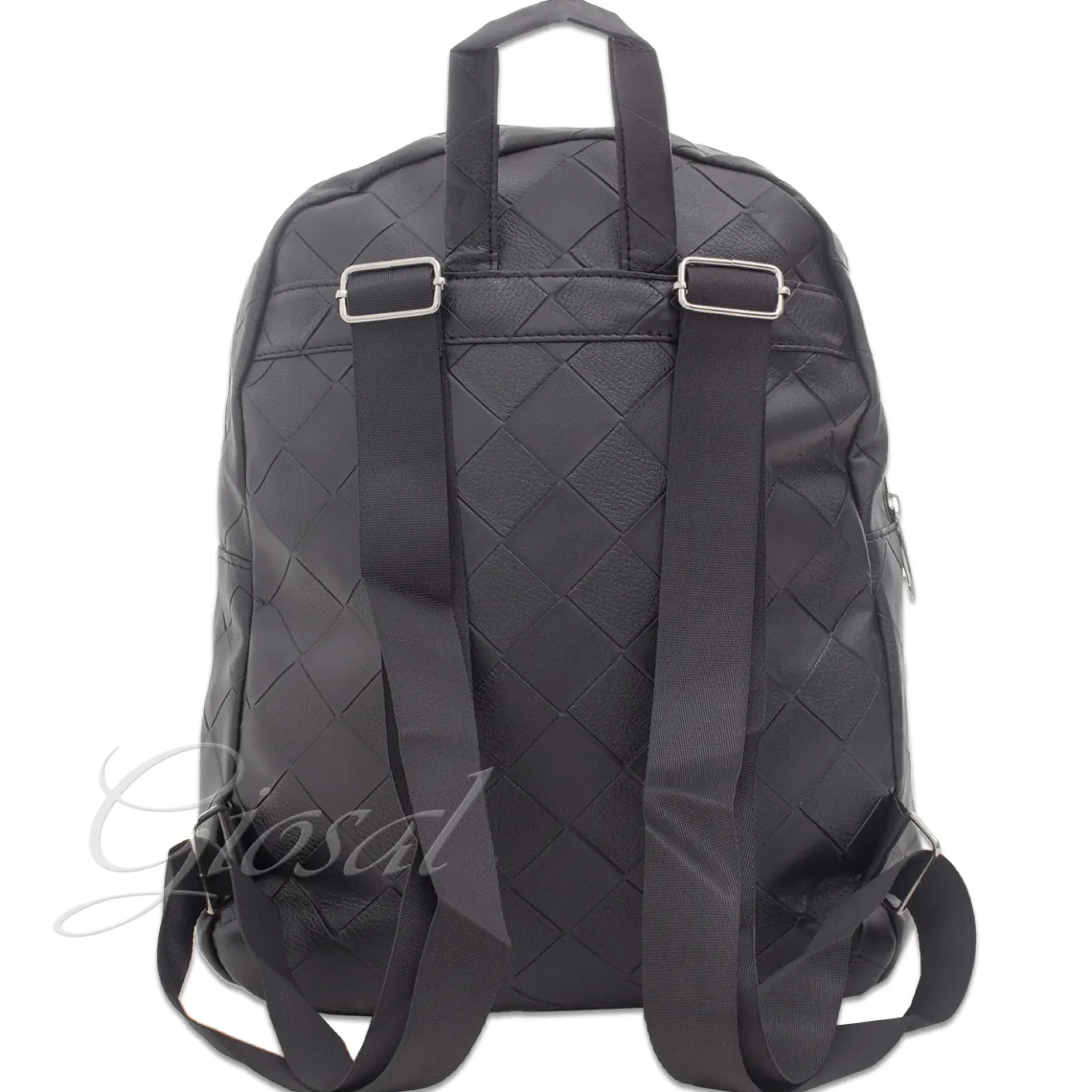 Zaino Zainetto Da Spalla Borsa Uomo Unisex Ecopelle Nero Borchie Quadri GIOSAL-ZU1027A